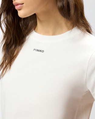 Pinko Basico T-shirt With PINKO Logo White Μπλούζα