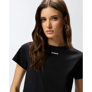 Pinko Basico T-shirt With PINKO Logo Black Μπλούζα