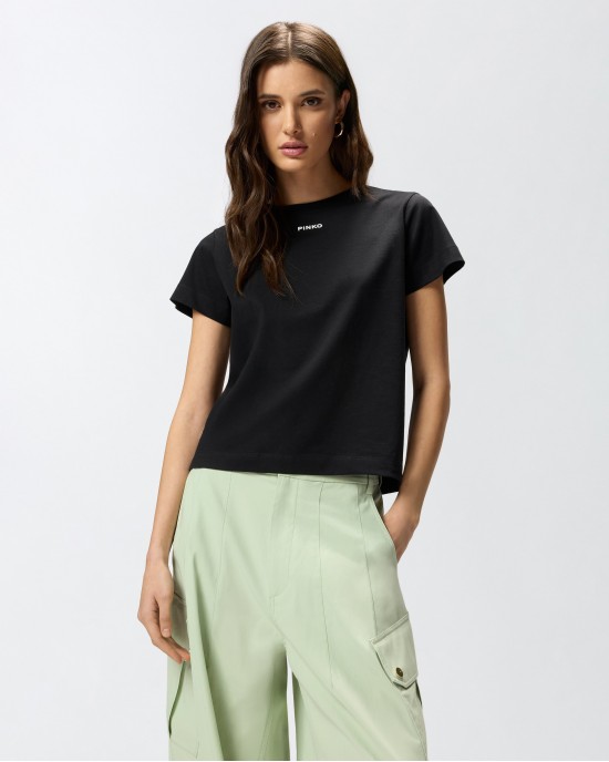Pinko Basico T-shirt With PINKO Logo Black Μπλούζα