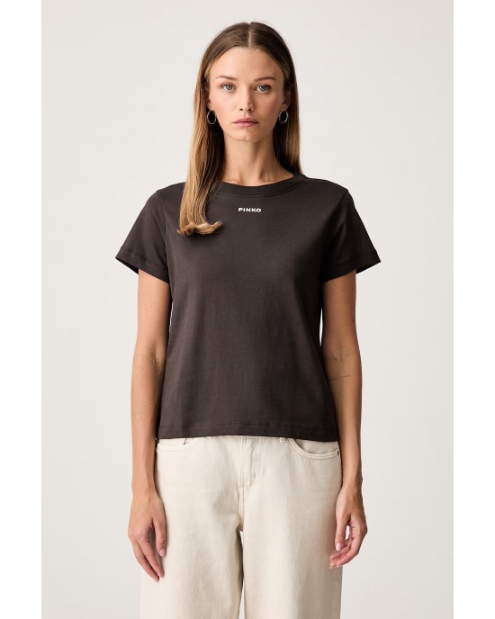 Pinko Basico T-shirt PINKO Logo Brown Μπλούζα