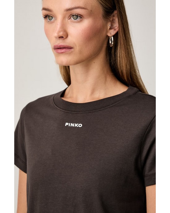 Pinko Basico T-shirt PINKO Logo Brown Μπλούζα