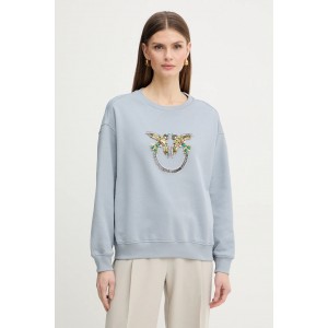Pinko Nelly Sweatshirt Love Birds Jewel Maxi Embroidery Light Blue Μπλούζα