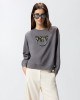 Pinko Nelly Sweatshirt Love Birds Jewel Maxi Embroidery Grey Μπλούζα