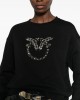 Pinko Nelly Sweatshirt Love Birds Jewel Maxi Embroidery Black Μπλούζα
