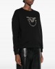 Pinko Nelly Sweatshirt Love Birds Jewel Maxi Embroidery Black Μπλούζα