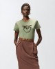 Pinko Quentin T-shirt Love Birds Jewel Maxi Embroidery Green Μπλούζα