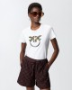 Pinko Quentin T-shirt Love Birds Jewel Maxi Embroidery White Μπλούζα