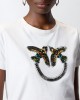 Pinko Quentin T-shirt Love Birds Jewel Maxi Embroidery White Μπλούζα