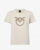 Pinko Quentin T-shirt Love Birds Jewel Maxi Embroidery Beige Μπλούζα