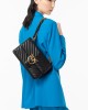 Pinko Medium Love One Chevron Leather Black Τσάντα Ώμου