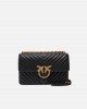 Pinko Medium Love One Chevron Leather Black Τσάντα Ώμου