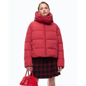 Pinko Giza Padded Technical Canvas With Hood Red Μπουφάν