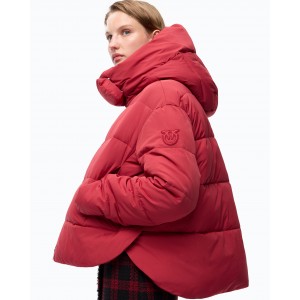 Pinko Giza Padded Technical Canvas With Hood Red Μπουφάν