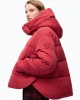 Pinko Giza Padded Technical Canvas With Hood Red Μπουφάν