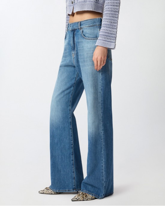 Pinko Wanda Wide-leg Jeans With Fading Παντελόνι