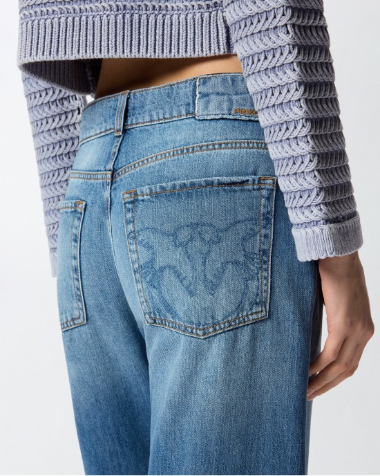 Pinko Wanda Wide-leg Jeans With Fading Παντελόνι