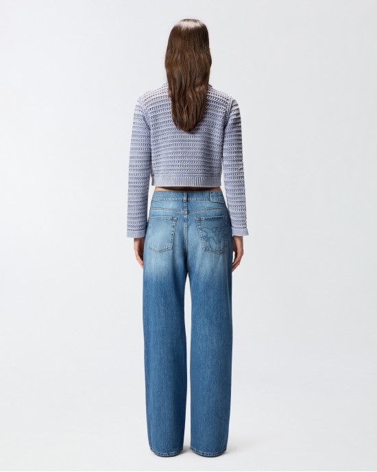 Pinko Wanda Wide-leg Jeans With Fading Παντελόνι