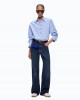 Pinko Wanda Wide-leg With Pressed Creases Τζιν Παντελόνι