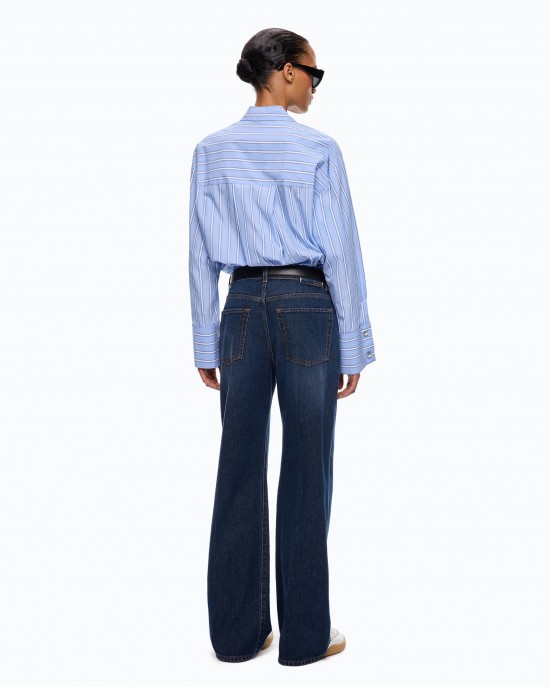 Pinko Wanda Wide-leg With Pressed Creases Τζιν Παντελόνι