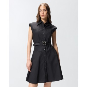 Pinko Anaceta Shirt Dress With Love Birds Belt Black Φόρεμα