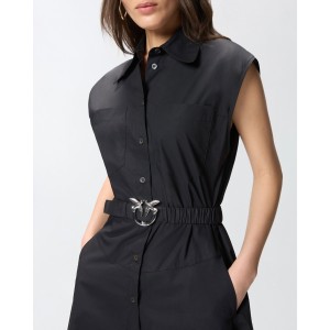 Pinko Anaceta Shirt Dress With Love Birds Belt Black Φόρεμα