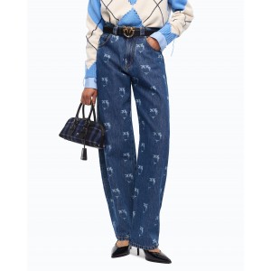 Pinko Eloise Egg With All-over Love Birds Logo Τζιν Παντελόνι