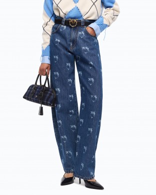 Pinko Eloise Egg With All-over Love Birds Logo Τζιν Παντελόνι