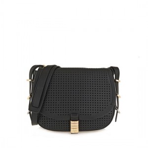 Pinko Saddle Classic Black Leather Τσάντα Ώμου