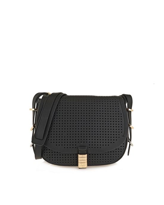 Pinko Saddle Classic Black Leather Τσάντα Ώμου