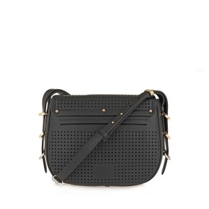 Pinko Saddle Classic Black Leather Τσάντα Ώμου