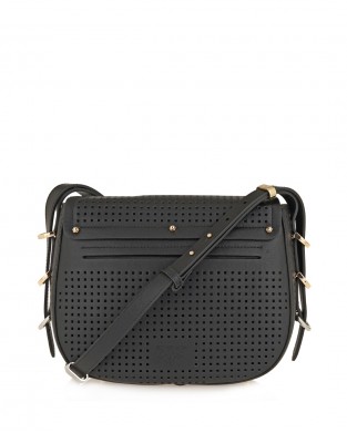 Pinko Saddle Classic Black Leather Τσάντα Ώμου