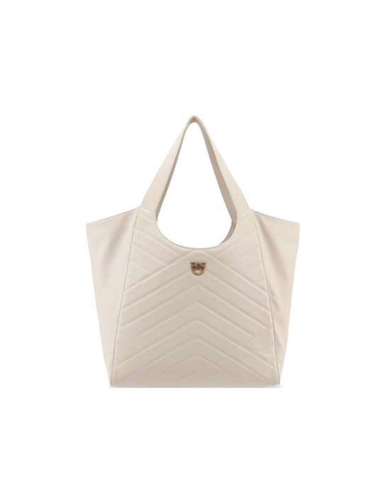 Pinko Tote Puzzle White Leather Τσάντα