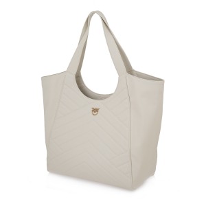 Pinko Tote Puzzle White Leather Τσάντα