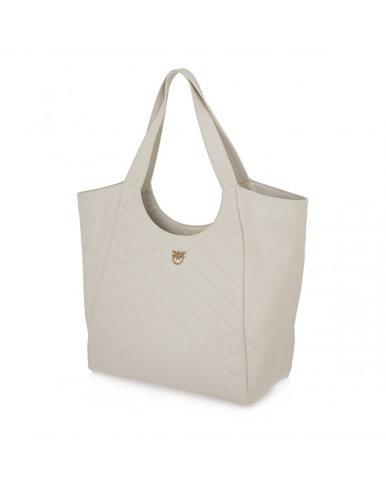 Pinko Tote Puzzle White Leather Τσάντα
