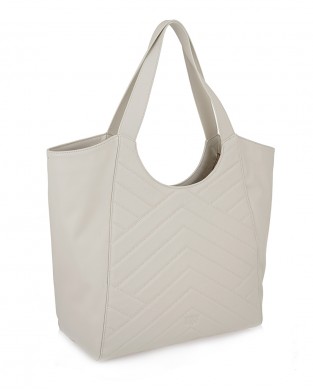 Pinko Tote Puzzle White Leather Τσάντα