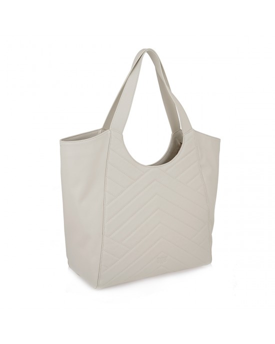 Pinko Tote Puzzle White Leather Τσάντα