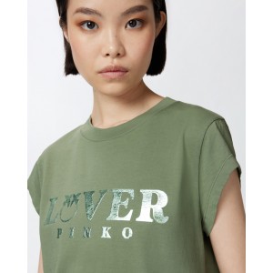 Pinko Marrakech T-shirt Slim-fit Lover Green Μπλούζα