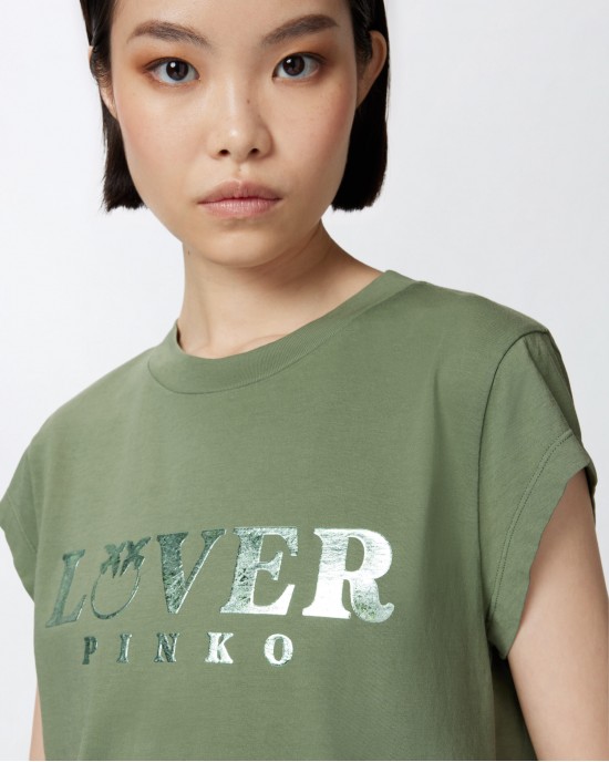 Pinko Marrakech T-shirt Slim-fit Lover Green Μπλούζα