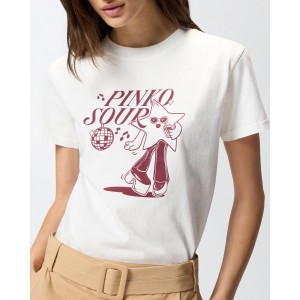 Pinko Trapani T-shirt With Pinko Sour Disco Star Print White Μπλούζα