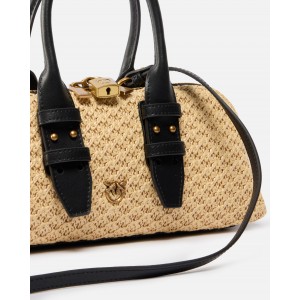 Pinko Bowling Escape Bag Horizontal Small Raffia Handbag Τσάντα Χειρός
