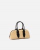 Pinko Bowling Escape Bag Horizontal Small Raffia Handbag Τσάντα Χειρός