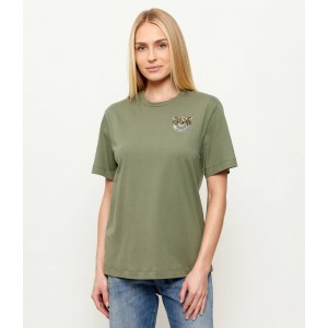 Pinko Strepitoso T-shirt Love Birds Jewel Detail Green Μπλούζα