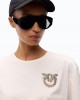 Pinko Strepitoso T-shirt Love Birds Jewel Detail Beige Μπλούζα