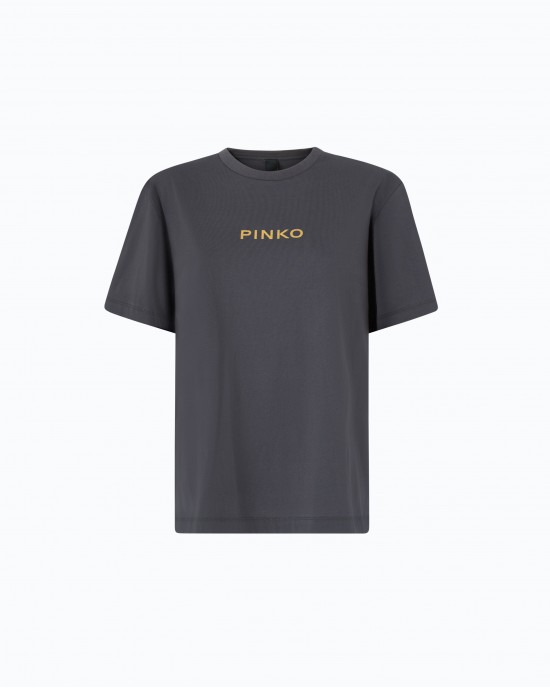 Pinko Strepitoso T-shirt Too Glam To Give A Damn Grey Μπλούζα