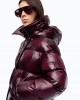 Pinko Impasto Padded Technical Canvas With Hood Bordeaux Μπουφάν