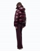 Pinko Impasto Padded Technical Canvas With Hood Bordeaux Μπουφάν