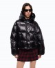 Pinko Impasto Padded Technical Canvas With Hood Black Μπουφάν
