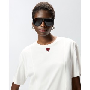 Pinko Tortino T-shirt With Heart Embroidery White Μπλούζα