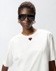 Pinko Tortino T-shirt With Heart Embroidery White Μπλούζα