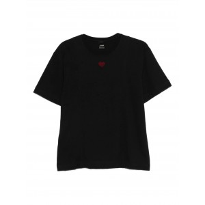 Pinko Tortino T-shirt With Heart Embroidery Black Μπλούζα